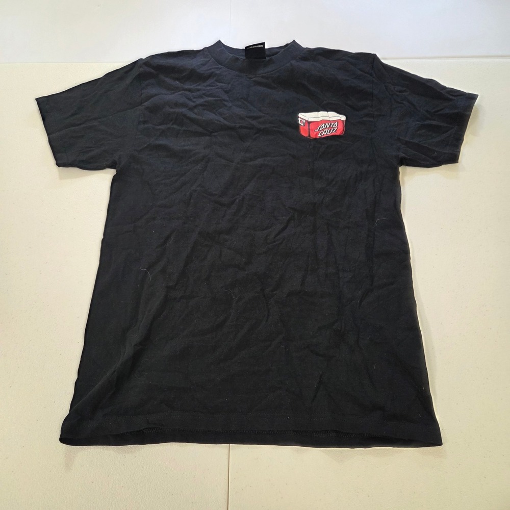 Santa Cruz Skateboards Men Black Camping Cooler Graphic T-Shirt Small